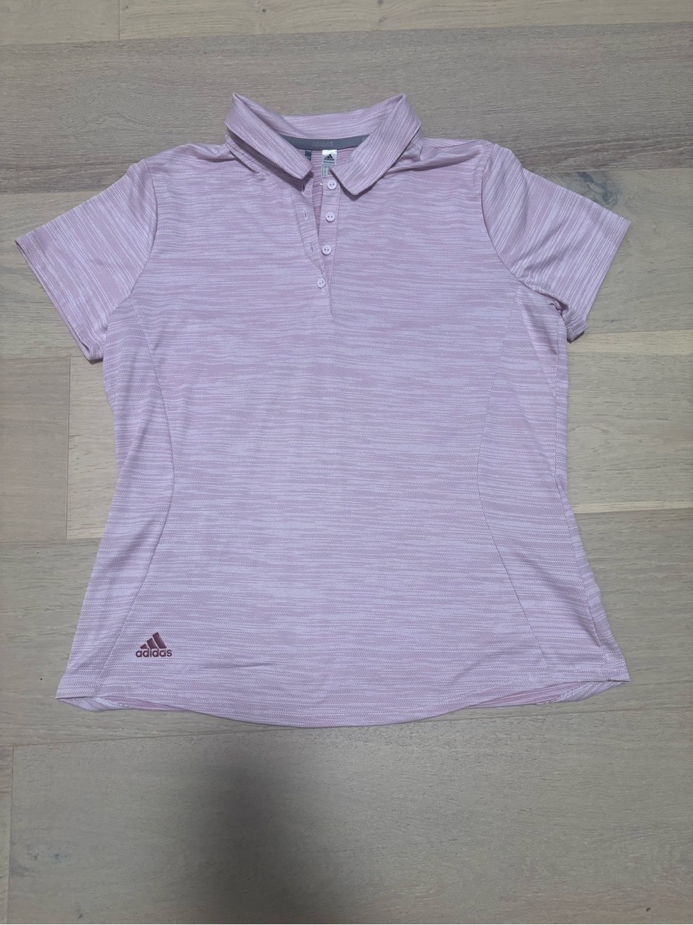 adidas Light Pink Heathered Short-Sleeve Polo Shirt